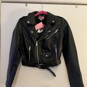 BAD GIRL CROPPED MOTORCYCLE JACKET IN VEGAN LEATHER - VIXEN BY MICHELINE PITT